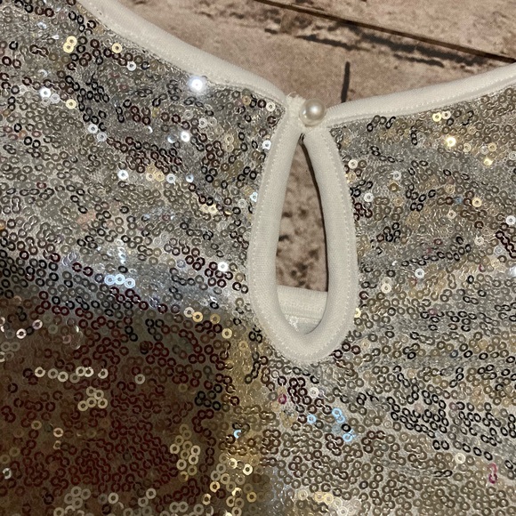 NWOT Spadehill sparkly Silver sequin party short sleeve top size XL - Picture 7 of 10
